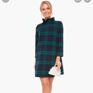 Tuckernuck Blackwatch Daphne Dress Green Blue Plaid Wool Blend